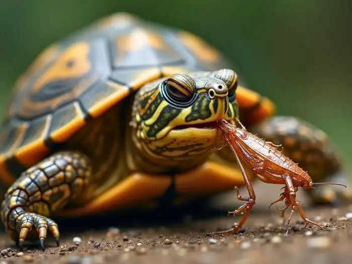 tortuga comiendo insecto